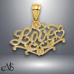 Load image into Gallery viewer, 14K Yellow Gold LOVE with Heart Charm with Necklace Chain Options
