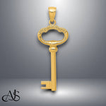 Load image into Gallery viewer, 14K Yellow Gold Polished 3-D Key  To My Heart Key Charm with Necklace Chain Options
