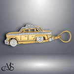 Load image into Gallery viewer, 14K Yellow Gold with White Rhodium 3-D Taxi with Moveable Tires Charm with Necklace Chain Options
