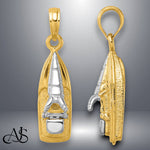 Load image into Gallery viewer, 14K Yellow Gold w/Rhodium 3-D Wave Runner W/ Moveable Seat Charm with Necklace Chain Options
