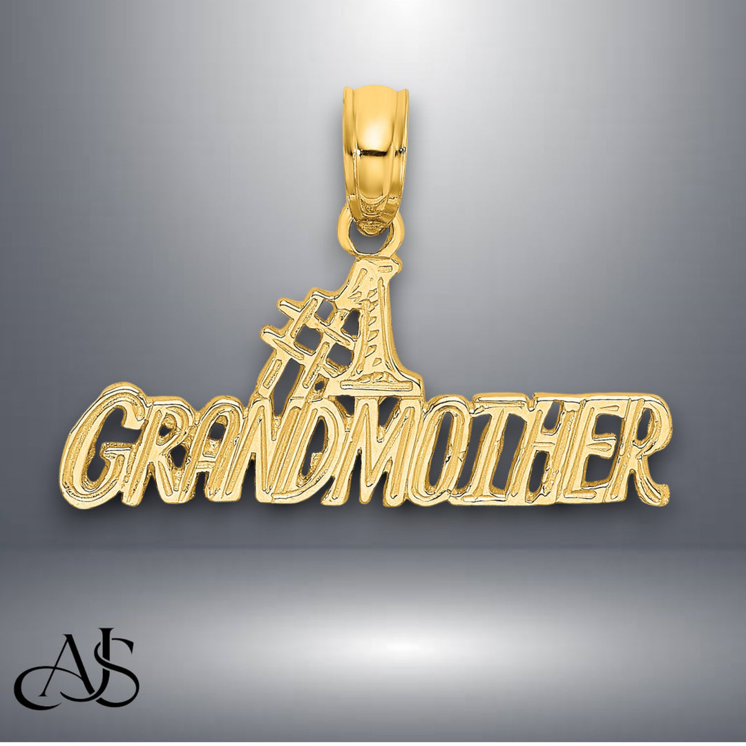 14K Yellow Gold #1 GRANDMOTHER Charm with Necklace Chain Options