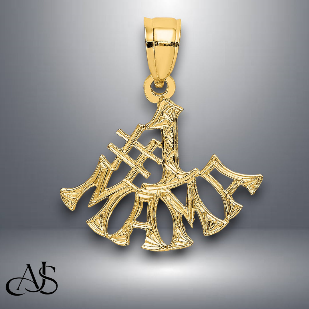14K Yellow Gold #1 MAMA Charm with Necklace Chain Options