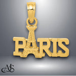 Load image into Gallery viewer, 14K Yellow Gold PARIS With Eiffel Tower Pendant with Necklace Chain Options
