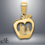 Load image into Gallery viewer, 14K Yellow Gold New York Skyline in Apple Pendant with Necklace Chain Options
