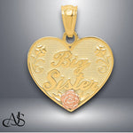 Load image into Gallery viewer, 14K Two-tone Gold "Big Sister or Little Sister" Heart Pendant with Necklace Chain Options
