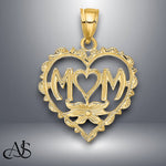 Load image into Gallery viewer, 14K Yellow Gold MOM in Heart Charm with Necklace Chain Options

