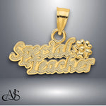 Load image into Gallery viewer, 14K Yellow Gold SPECIAL TEACHER with Flower Charm with Necklace Chain Options
