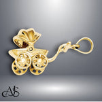 Load image into Gallery viewer, 14K Yellow Gold 3D Baby Carriage Charm with Necklace Chain Options
