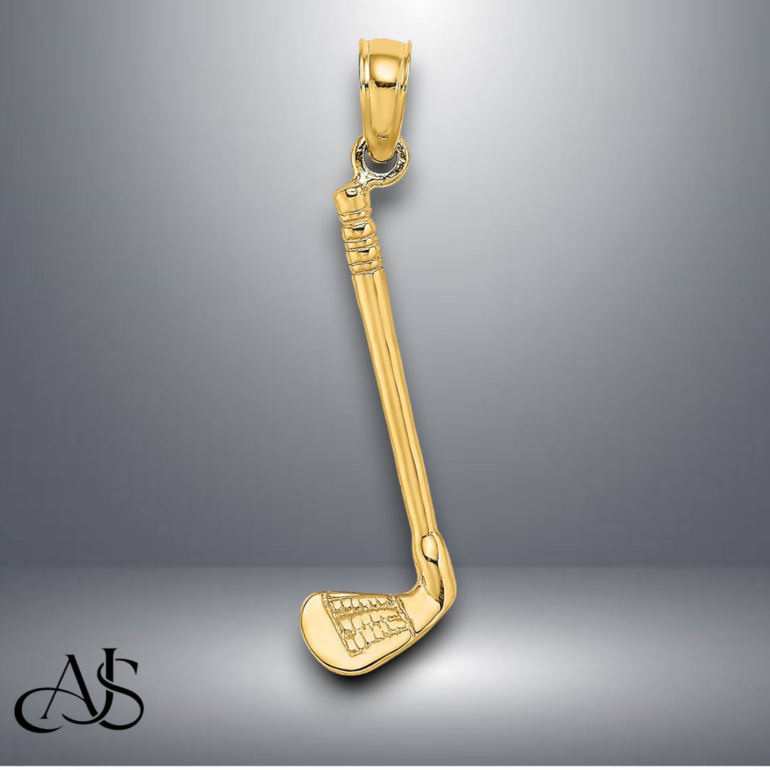 14K Yellow Gold 3-D Club Charm with Necklace Chain Options
