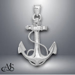 Load image into Gallery viewer, 14K Yellow Gold or White Gold 2-D Anchor with Rope Pendant with Necklace Chain Options
