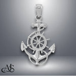 Load image into Gallery viewer, 14K Yellow Gold or White Gold Anchor and Wheel Pendant with Necklace Chain Options
