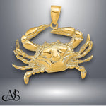 Load image into Gallery viewer, 14K Yellow Gold or White Gold Blue Crab Pendant with Necklace Chain Options
