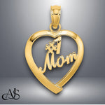 Load image into Gallery viewer, 14K Yellow Gold or White Gold #1 MOM in Heart Charm with Necklace Chain Options
