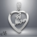 Load image into Gallery viewer, 14K Yellow Gold or White Gold #1 MOM in Heart Charm with Necklace Chain Options
