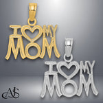 Load image into Gallery viewer, 14K Yellow Gold or White Gold I HEART MY MOM Charm with Necklace Chain Options
