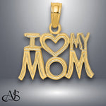 Load image into Gallery viewer, 14K Yellow Gold or White Gold I HEART MY MOM Charm with Necklace Chain Options
