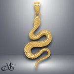 Load image into Gallery viewer, 14K Yellow Gold Polished Textured Snake Pendant with Necklace Chain Options
