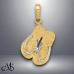 Load image into Gallery viewer, 14K Yellow Gold and Rhodium Large Double Flip-Flop Pendant with Necklace Chain Options
