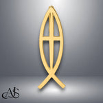 Load image into Gallery viewer, 14K Yellow Gold Polished Ichthus Cross Fish Slide with Necklace Chain Options
