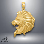Load image into Gallery viewer, 14K Yellow Gold Brushed Diamond-cut Lion Head Pendant with Necklace Chain Options
