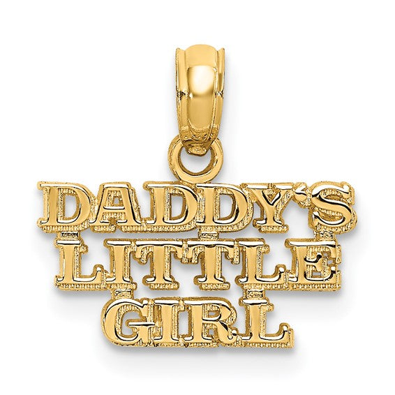 14K Yellow Gold DADDYS LITTLE GIRL Charm with Necklace Chain Options