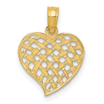Load image into Gallery viewer, 14K Yellow Gold Polished Basket Weave Pattern Heart Pendant with Necklace Chain Options
