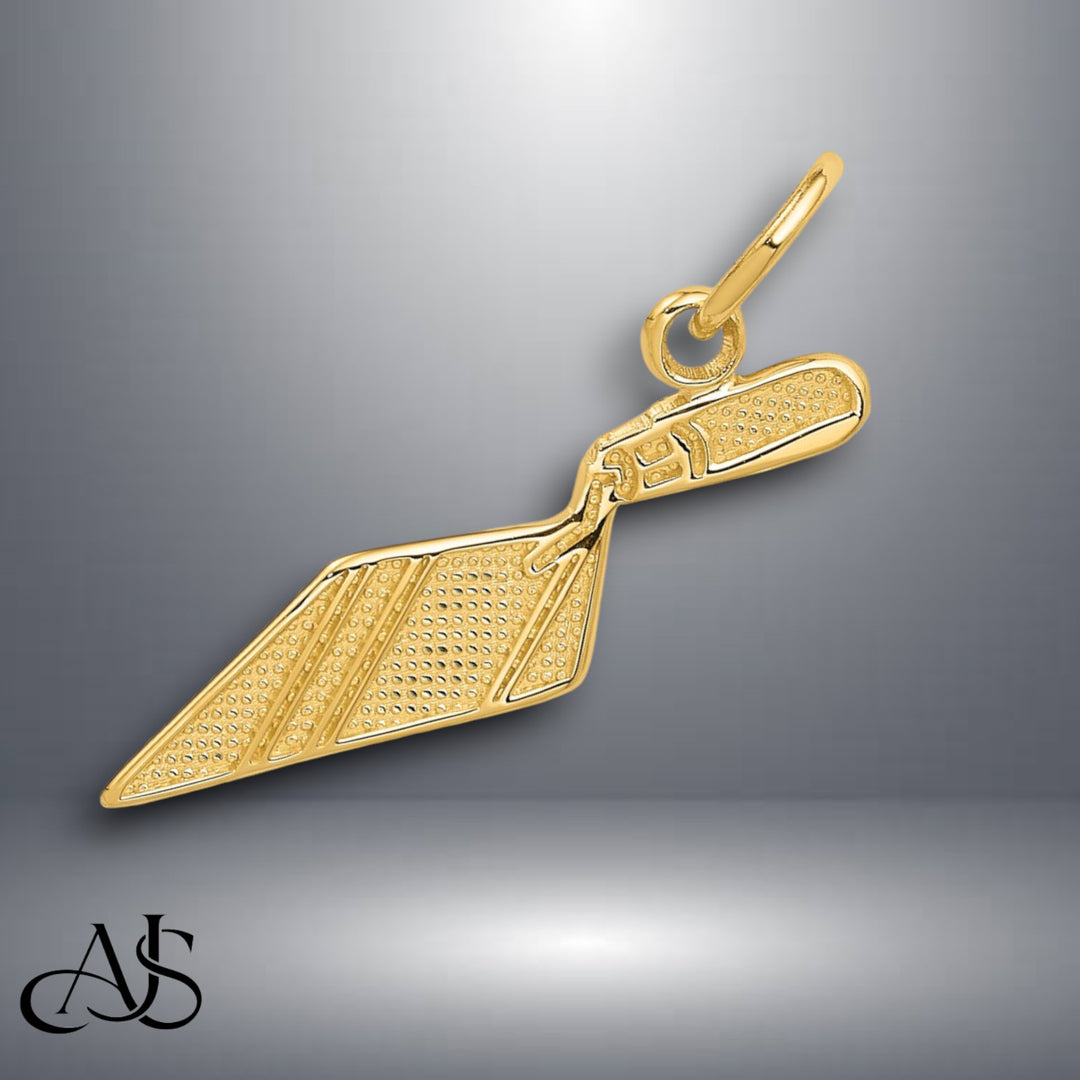 14K Yellow Gold Brick Trowel Charm with Necklace Chain Options