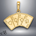 Load image into Gallery viewer, 14K Yellow Gold Aces Playing Cards Pendant with Necklace Chain Options
