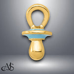Load image into Gallery viewer, 14K Yellow Gold Blue Enameled 3D Pacifier Pendant with Necklace Chain Options
