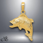 Load image into Gallery viewer, 14K Yellow Gold Jumping Bass Fish Pendant with Necklace Chain Options
