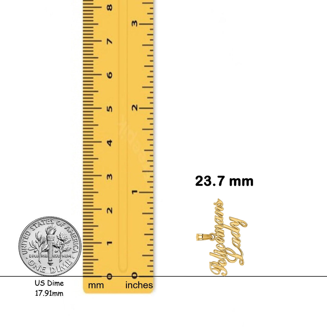 14K Yellow Gold POLICEMAN'S LADY Charm with Necklace Chain Options