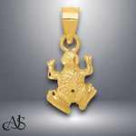 Load image into Gallery viewer, 14K Yellow Gold Diamond-cut Frog Pendant with Necklace Chain Options
