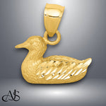 Load image into Gallery viewer, 14K Yellow Gold Diamond-cut Duck Pendant with Necklace Chain Options
