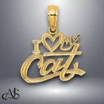 Load image into Gallery viewer, 14K Yellow Gold I HEART MY CAT Charm with Necklace Chain Options
