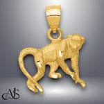 Load image into Gallery viewer, 14K Yellow Gold Diamond-cut Monkey Pendant with Necklace Chain Options
