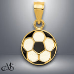 Load image into Gallery viewer, 14K Yellow Gold Enameled Soccer Ball Pendant with Necklace Chain Options
