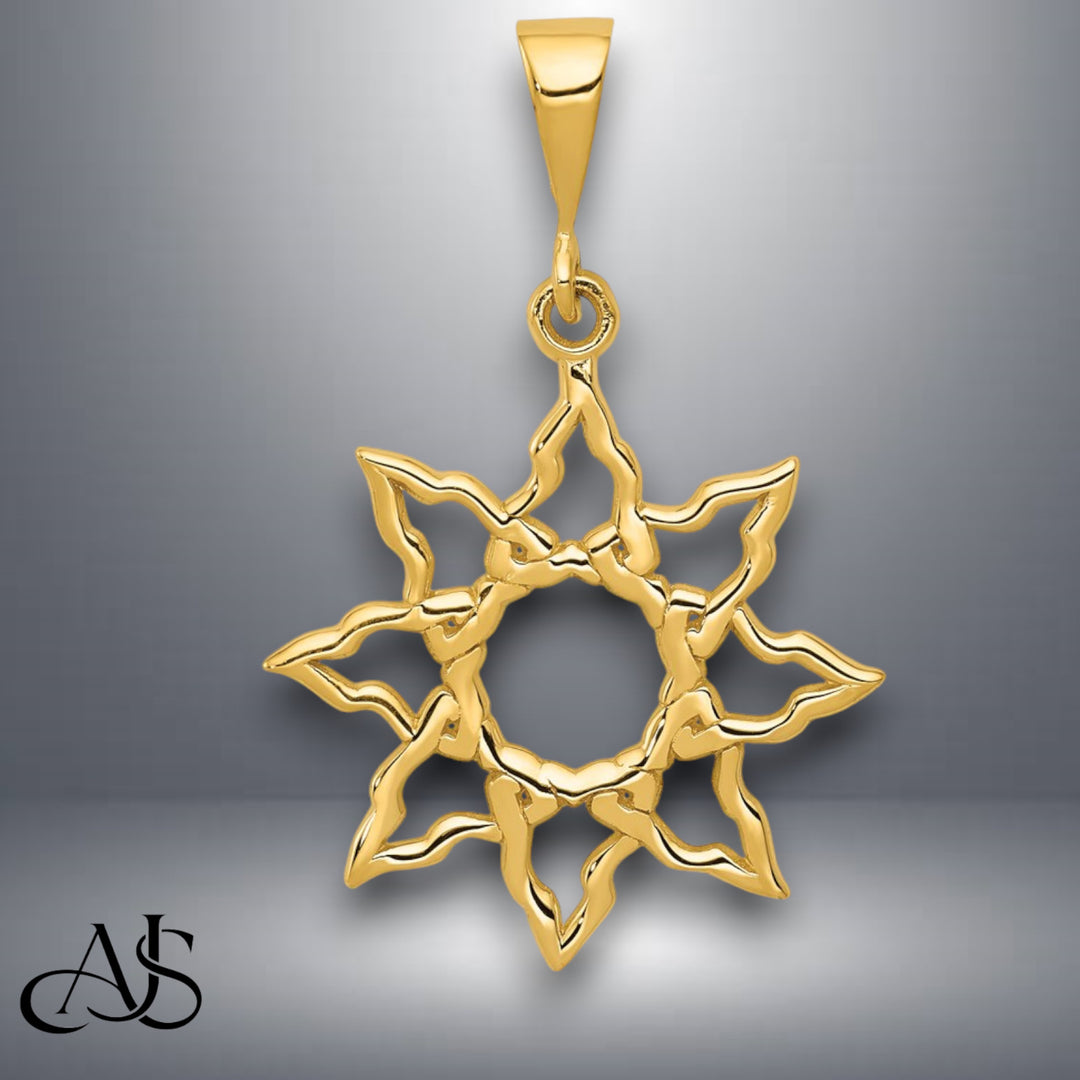 14K Yellow Gold or White Gold Sun Charm with Necklace Chain Options