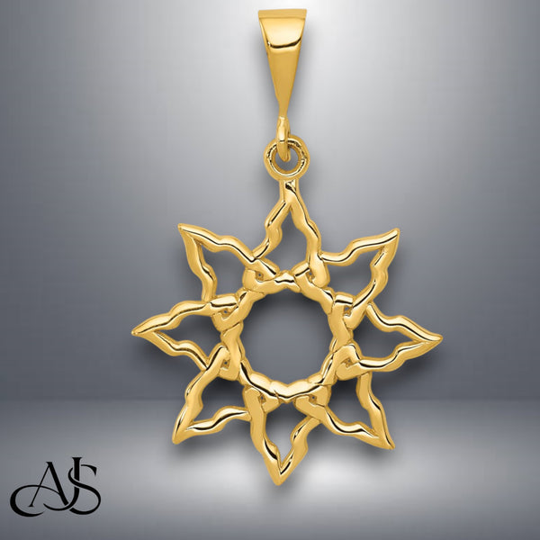 14K Yellow Gold or White Gold Sun Charm with Necklace Chain Options