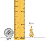 Load image into Gallery viewer, 14K Yellow Gold or White Gold 3D Cut-out Pineapple Pendant with Necklace Chain Options
