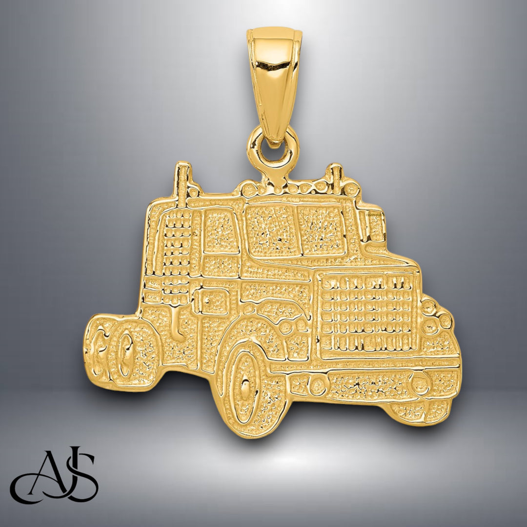 14K Yellow Gold or White Gold Truck Cab Pendant with Necklace Chain Options