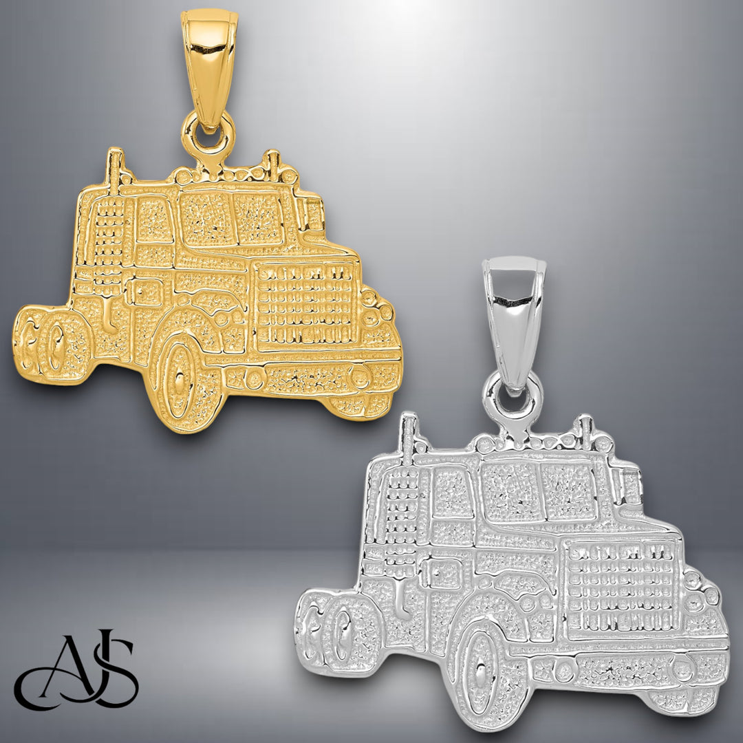 14K Yellow Gold or White Gold Truck Cab Pendant with Necklace Chain Options