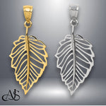 Load image into Gallery viewer, 14K Yellow Gold or White Gold Polished Leaf Pendant with Necklace Chain Options
