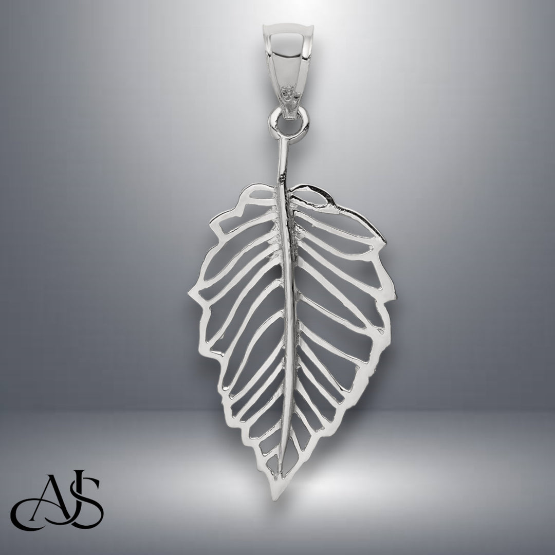 14K Yellow Gold or White Gold Polished Leaf Pendant with Necklace Chain Options