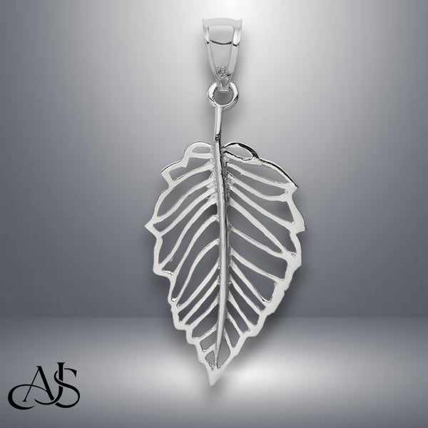14K Yellow Gold or White Gold Polished Leaf Pendant with Necklace Chain Options