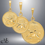 Load image into Gallery viewer, 14K Yellow Gold Polished Angel Charm with Necklace Chain Options
