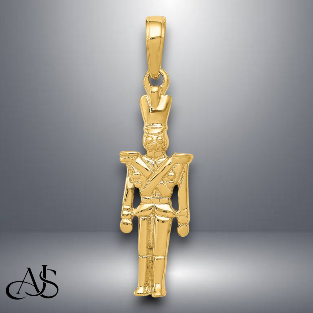 14K Yellow Gold Polished 3-D Toy Soldier Pendant with Necklace Chain Options