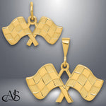 Load image into Gallery viewer, 14K Yellow Gold Racing Flags Charm with Necklace Chain Options

