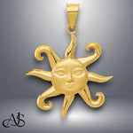 Load image into Gallery viewer, 14K Yellow Gold Satin and Polished Sun Pendant with Necklace Chain Options
