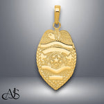 Load image into Gallery viewer, 14K Yellow Gold Polished Police Badge Pendant with Necklace Chain Options
