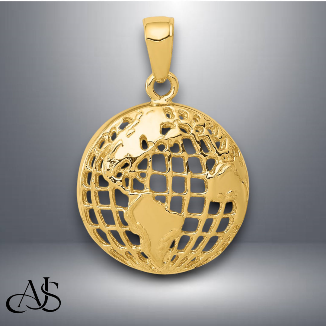 14K Yellow Gold Polished Globe Pendant with Necklace Chain Options